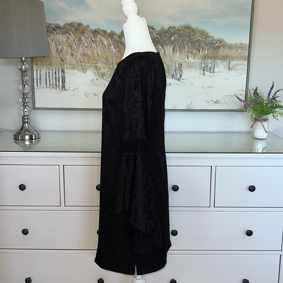 Laundry by Shelli Segal Los Angeles 🖤 Black Bell Sleeve Floral Jacquard Dress - Picture 6 of 9
